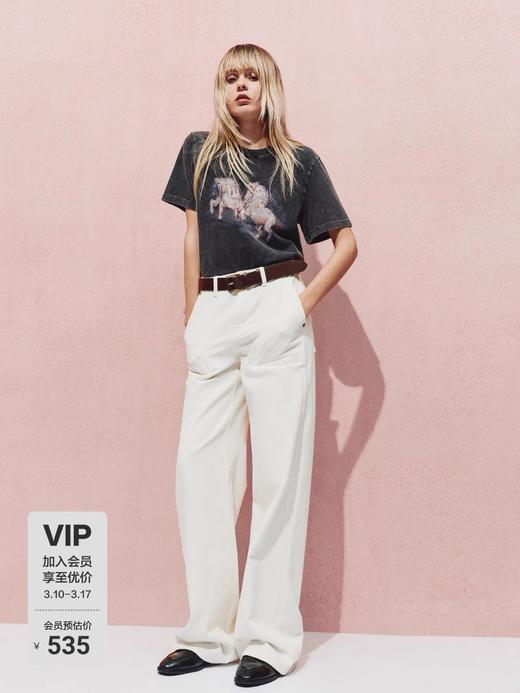 Mo*飞马烫钻水洗T 商品图0