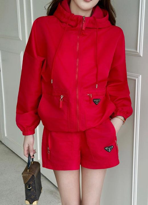 女款尼龙连帽外套短裤套装ho020 商品图3