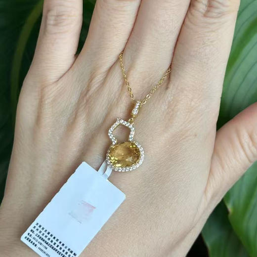 【黄水晶耳钉/项链】耳钉女S925银彩色宝石葫芦耳饰品耳扣送女士礼物JE25066/JP25066-水晶CC 商品图1