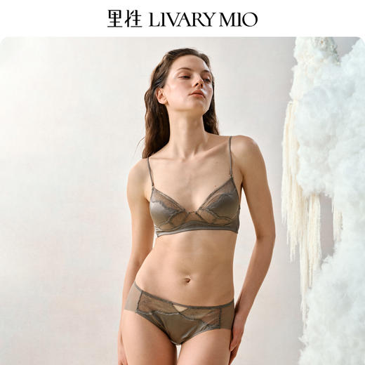 Livary Mio/里性 漫熙法式细肩带无钢圈真丝蕾丝性感文胸薄款内衣 商品图2