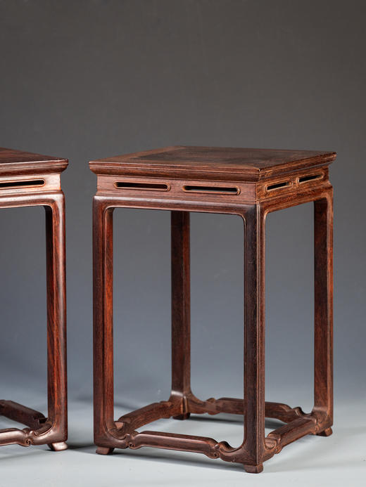 紫檀鱼门洞开窗花几摆件（一对） 商品图2