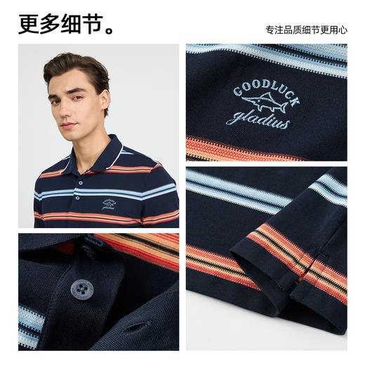 德鲨男装棉质短袖POLO衫2026夏季新款休闲撞色条纹上衣男翻领T恤 商品图2