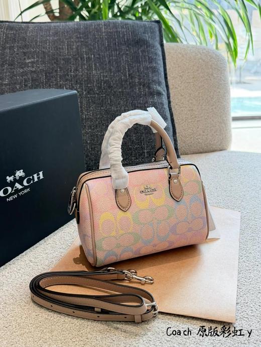 F032098马卡龙色系老花图案轻便耐用日常通勤彩虹波士顿包 商品图1