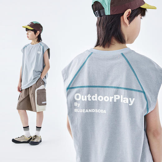 蓝汽水2026夏季新品男童吸湿速干运动UPF50+防晒抗菌干爽T恤背心 商品图2