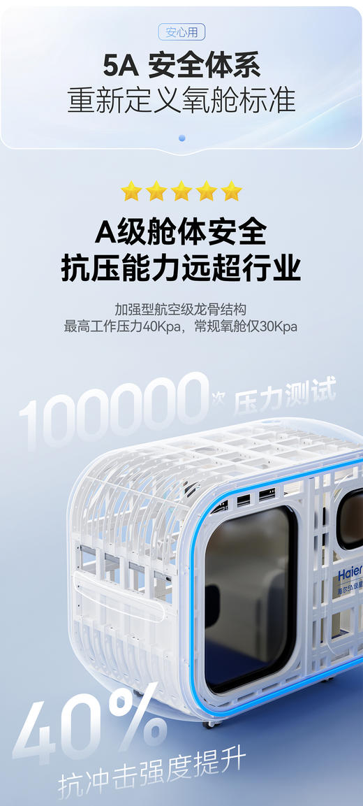 海尔5A星球仓家用微高压氧舱家用养生保健康复能量舱智能仓养老商用氧疗空间XQ-ONE 商品图10