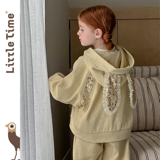 littletime女童套装2026秋冬新款儿童可爱兔子连帽卫衣卫裤两件套 商品图4