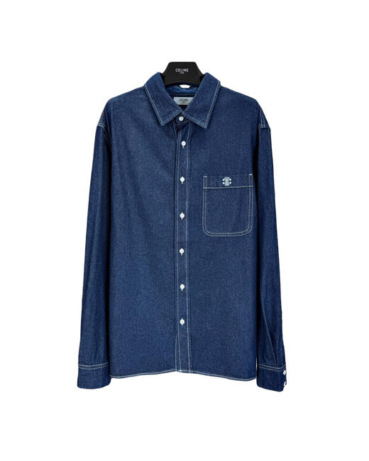 男款刺绣牛仔长袖衬衫la008 商品图0