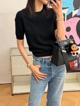 古驰 新品🆕胸前刺绣字母短袖针织衫（MM）