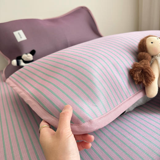 【品牌直发】加倍生活 牛奶丝冰丝凉席三件套-条纹系列 6色可选 商品图5