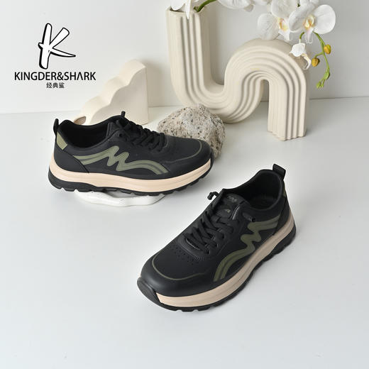 经典鲨2026年春季专柜新品韩版男士潮流拼色一脚蹬休闲鞋跑步鞋KW10-613021 商品图5
