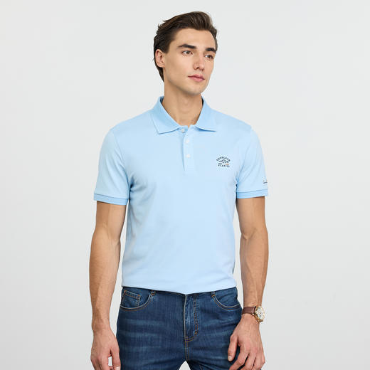 德鲨蓝色短袖POLO衫男青年2026夏新款休闲百搭上衣男棉质翻领T恤 商品图1