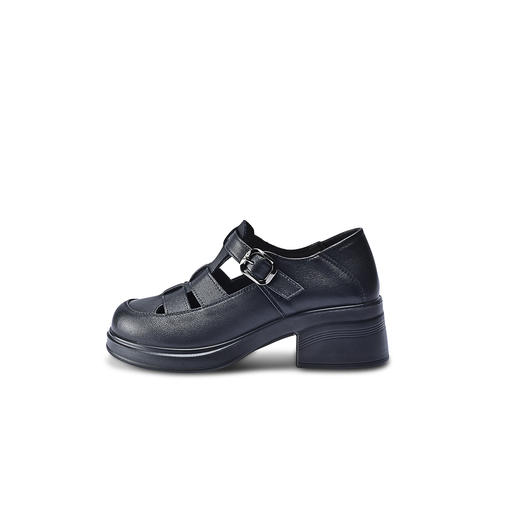 经典鲨2026夏季专柜新品牛皮革百搭圆头4.5cm罗马编织凉鞋女KW233-629031 商品图5