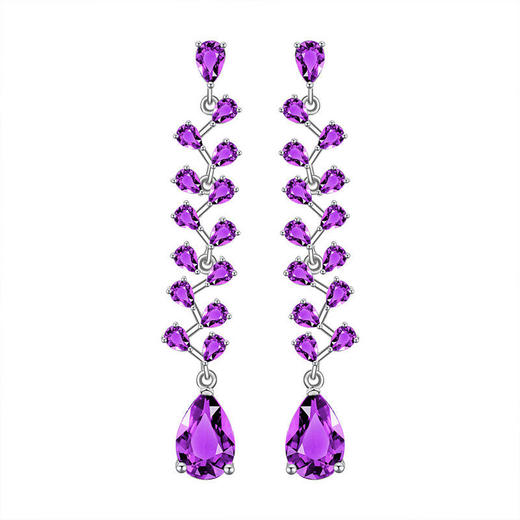 【天然紫水晶耳钉】S925银时尚群镶饰品送女生生日节日礼物JE25021-水晶CC 商品图5