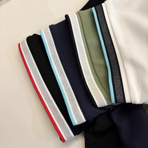 F032080日常通勤刺绣翻领撞色条纹设计提花拼接polo衫 商品图4