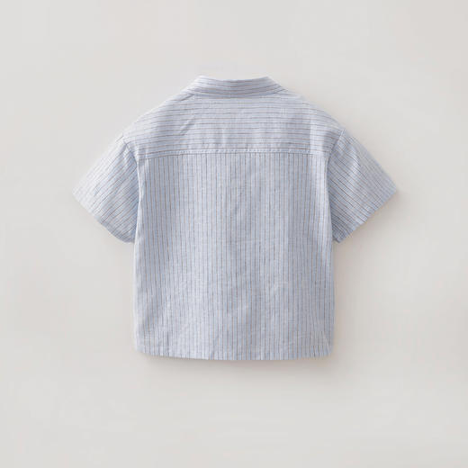 马克珍妮松弛条纹男童棉麻短袖衬衫2026年夏装新款560526 商品图1