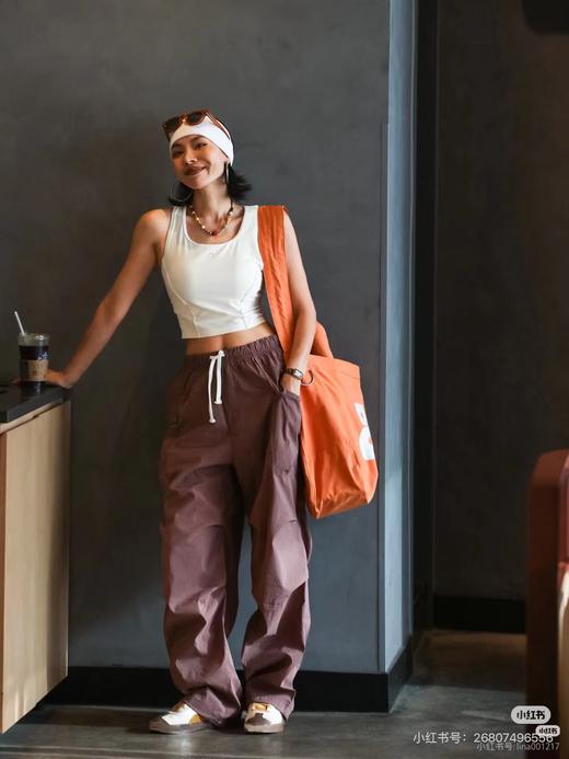 F032036户外休闲运动女孩美式运动裤女生薄尼龙宽松直筒裤 商品图13