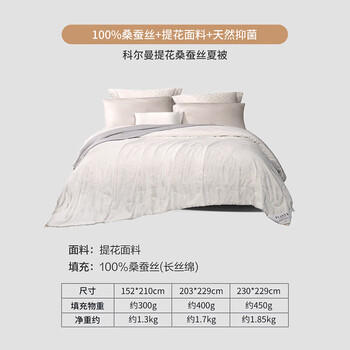 富安娜蚕丝被100%桑蚕丝夏凉被双人夏季空调被夏天薄被子3.4斤203x229cm 商品图0