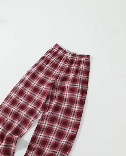 F032090情人节限定格纹字母翻边织带休闲格子长裤 商品图2