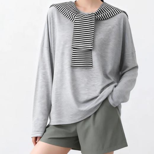 夏天超百搭的打底衫~【天丝雪花打底衫】此链接只是打底衫，不包含披肩。黑白条纹披肩需换购~0405返团 商品图4