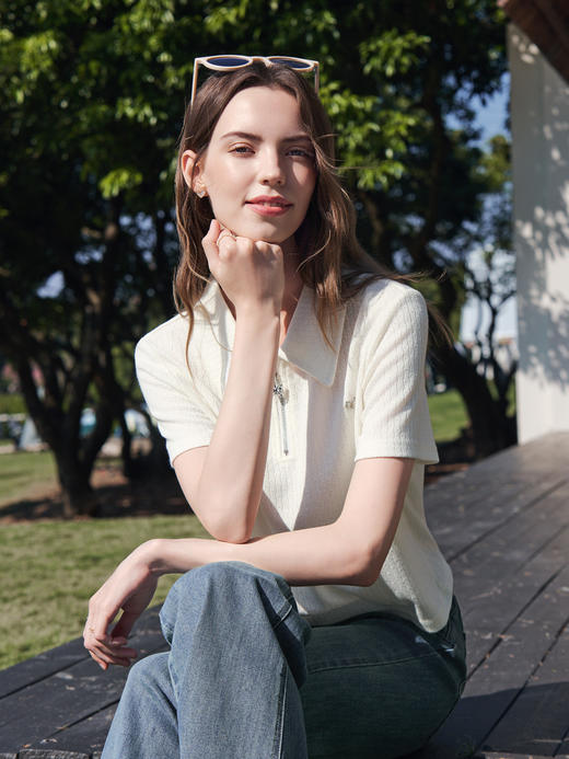 【百图lulu定制】【咸味奶盖POLO衫】 可盐可甜短款半开领T恤 商品图4