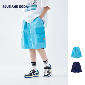 蓝汽水2026夏季新款男童户外轻薄短裤工装口袋度假风防泼水五分裤
