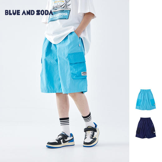 蓝汽水2026夏季新款男童户外轻薄短裤工装口袋度假风防泼水五分裤 商品图0