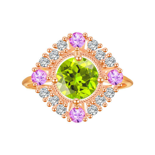 【橄榄石紫水晶项链/耳钉/戒指】周六（3.21）中午12点开始 首饰品送女士节日礼物JE25052/JP25052/JR25052-水晶CC 商品图12