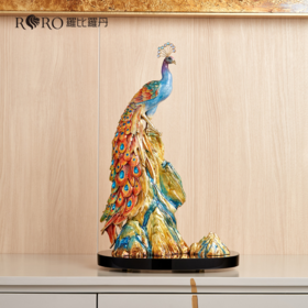 「彼达思」罗比罗丹彩绘孔雀装饰摆件