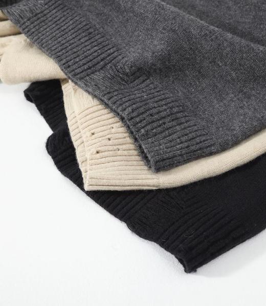 F032044秋冬新款针织提花字母重工破坏下摆连帽假两件毛衣 商品图5