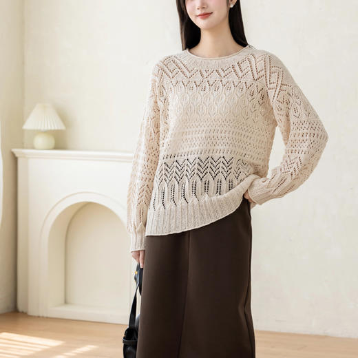 苏苏姐家织荷镂空上衣手工diy编织棒针亚麻蕾丝线毛线自制材料包 商品图1