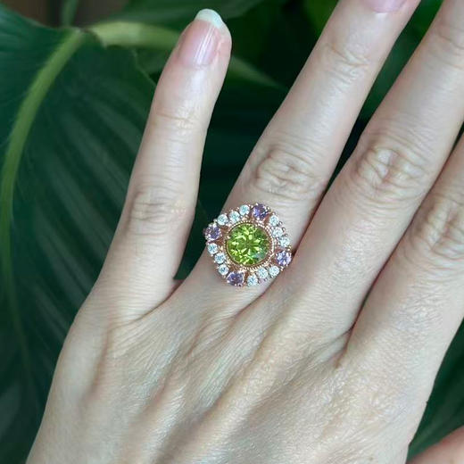 【橄榄石紫水晶项链/耳钉/戒指】周六（3.21）中午12点开始 首饰品送女士节日礼物JE25052/JP25052/JR25052-水晶CC 商品图2