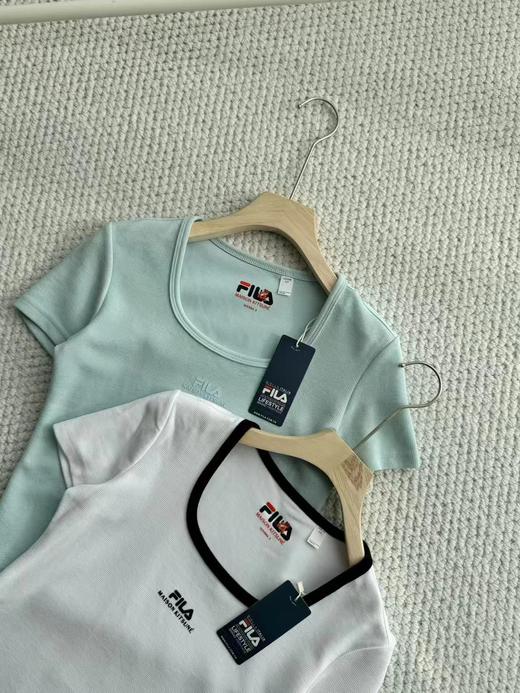 F0320141短袖T恤2025夏季新款U领撞色修身短款上衣女 商品图2