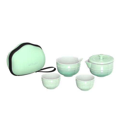 🌼户外露营便携茶器｜🥳【德世朗暖阳系列陶瓷茶具套装DFS-TZ857-5A-GN】，🌸让茶香伴你奔赴每一场美好 ✅精巧便携，喝茶不限制 ✅匠心陶瓷，👍质感藏细节  商品图4