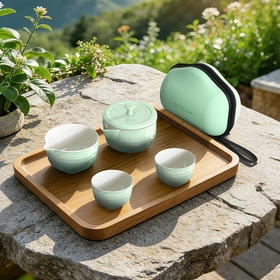 🌼户外露营便携茶器｜🥳【德世朗暖阳系列陶瓷茶具套装DFS-TZ857-5A-GN】，🌸让茶香伴你奔赴每一场美好 ✅精巧便携，喝茶不限制 ✅匠心陶瓷，👍质感藏细节 