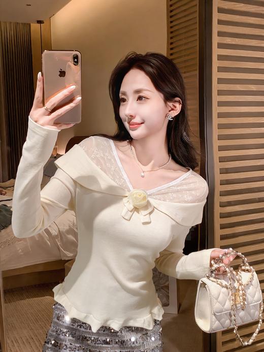 张心子【南法假日】气质甜美温柔风蕾丝拼接上衣 U2603011 商品图11