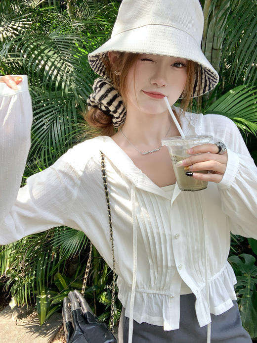 <曾小咸推荐>3.23现货秒杀 ！微信超特价！韩系连帽花边衬衫 日常189.99 立减100 秒杀89.99！！ 商品图12