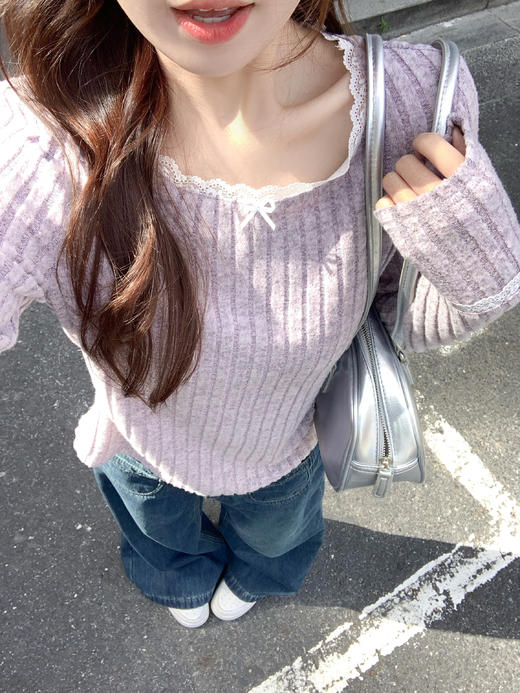 <曾小咸推荐>3.23现货秒杀 ！微信超特价！拼接蕾丝花边针织T恤 日常109.99 立减50 秒杀59.99！！ 商品图11