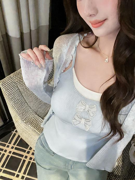 张心子【浪漫剧场】纯欲性感假两件拼色蝴蝶结可外穿美背内衣 U2603028 商品图7