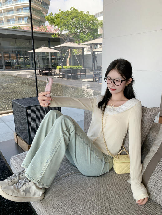 <曾小咸推荐>3.23现货秒杀 ！微信超特价！蝴蝶结花边短款T恤 日常139.99 立减80 秒杀59.99！！ 商品图5