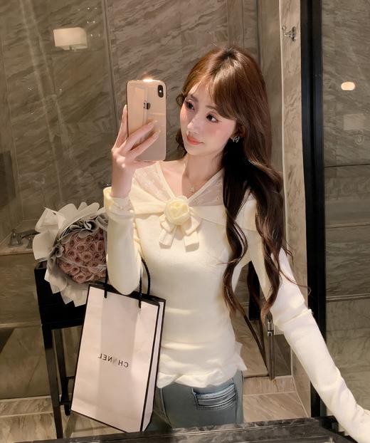 张心子【南法假日】气质甜美温柔风蕾丝拼接上衣 U2603011 商品图7