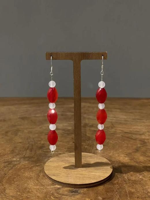 红玛瑙菱格面橄榄珠首饰三件套组，顺丰包邮 商品图8