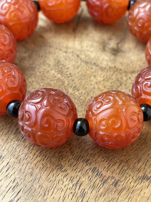 艳红玛瑙勾云纹大珠手链，顺丰包邮 商品图9