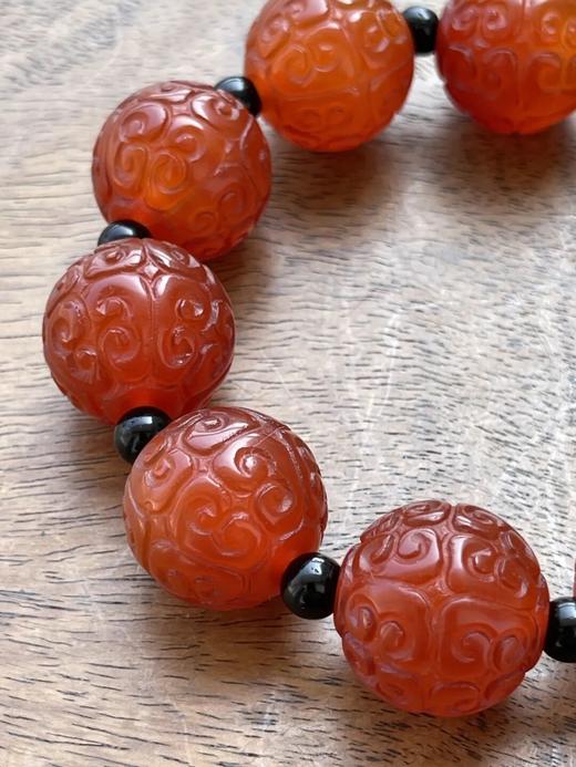艳红玛瑙勾云纹大珠手链，顺丰包邮 商品图4