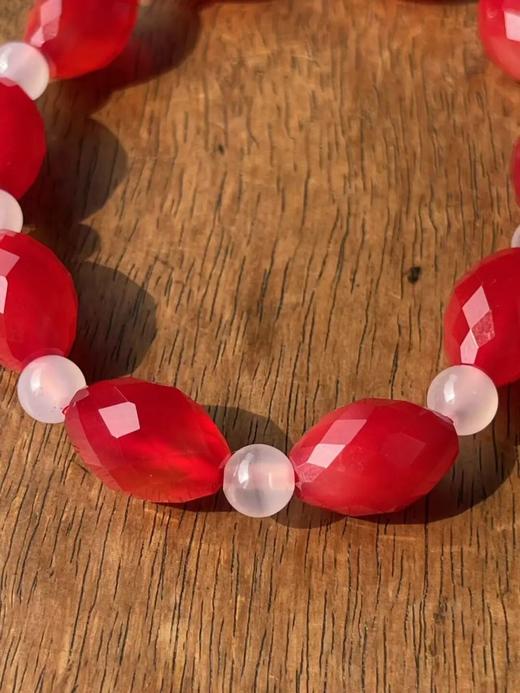 红玛瑙菱格面橄榄珠首饰三件套组，顺丰包邮 商品图13