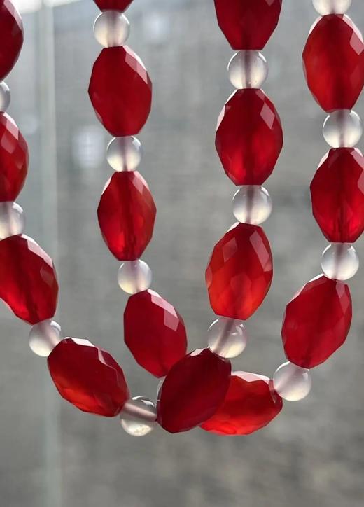 红玛瑙菱格面橄榄珠首饰三件套组，顺丰包邮 商品图6