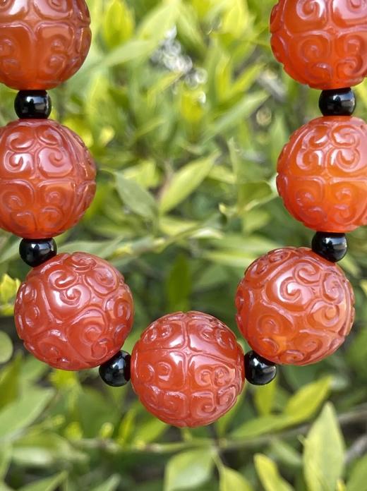 艳红玛瑙勾云纹大珠手链，顺丰包邮 商品图12