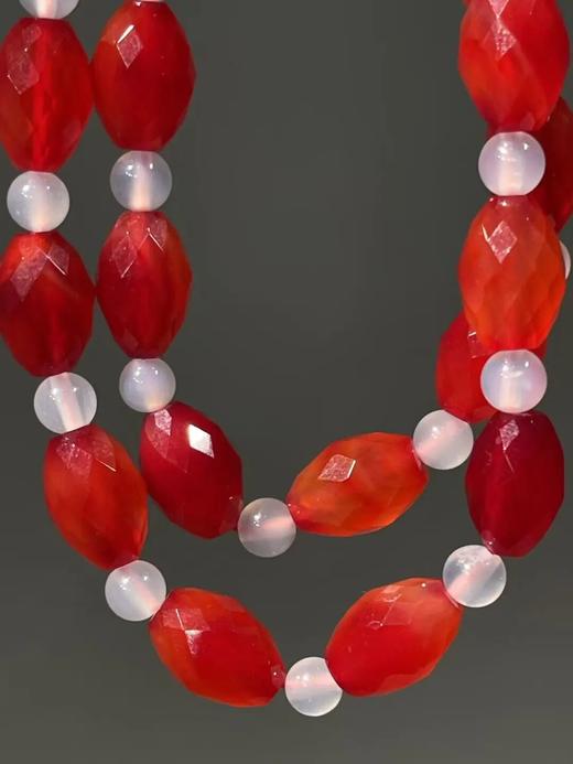 红玛瑙菱格面橄榄珠首饰三件套组，顺丰包邮 商品图4