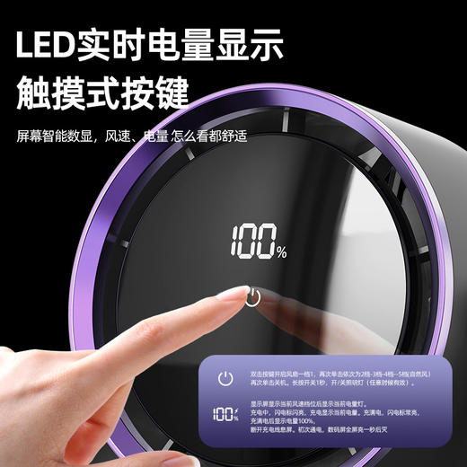 【秒降温度❗️超强动力】桌面电风扇挂壁手持小风扇数显夜灯摇头循环扇多功能夹子风扇。ya 商品图1