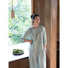 牧衣游原创 净色汉麻衬衫女新款轻薄柔软极简斜襟中式风衬衣 苍桧 商品缩略图1