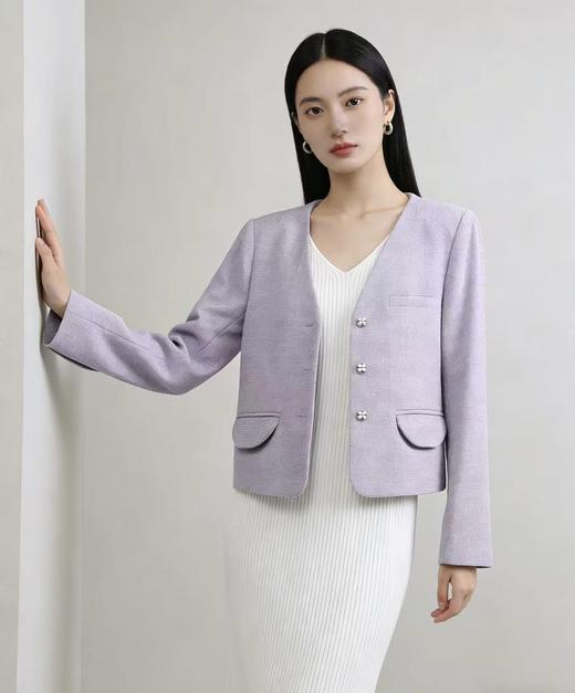 「自」全新升级【铂金会员174/天猫229/差价55】(65744)洛诗琳高级感小香风西装外套2026新款气质V领显瘦通勤上衣女 商品图2